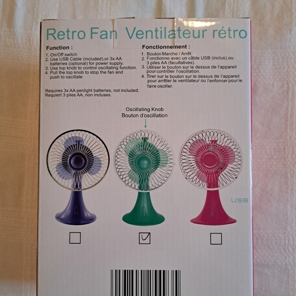 Retro desk or bed table fan, teal new - Picture 4 of 4